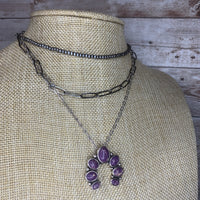 Chunky Purple Stone Layered Necklace