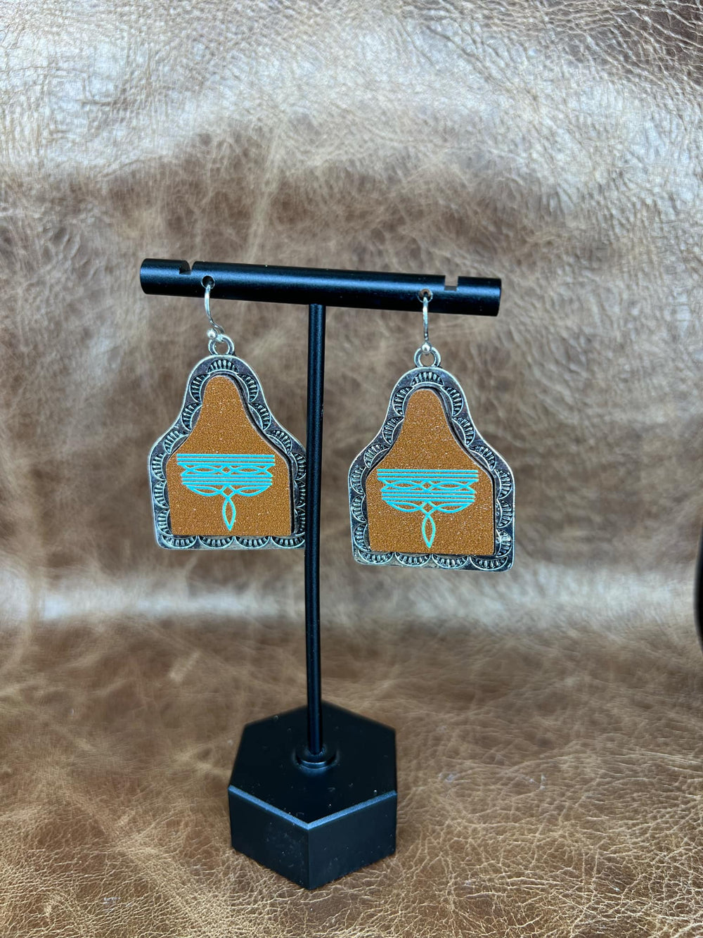Boot Stitch Drop Earrings – Saddle Brown