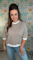 Classic Comfort Stripe Top – Mocha
