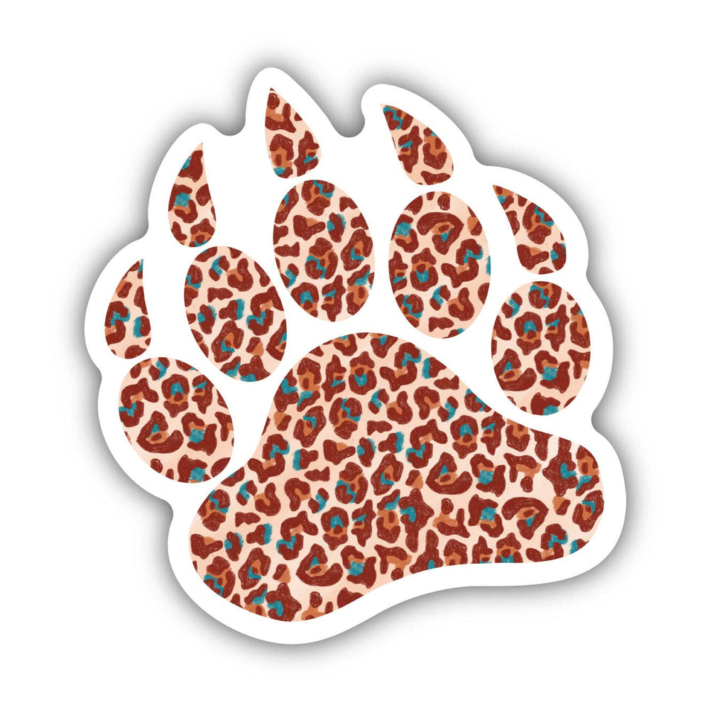 Cheetah Pattern Bear Paw Print Sticker