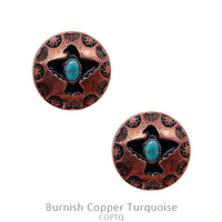 Multiple Colors - Circle Silvertone Thunderbird Earring with Stone