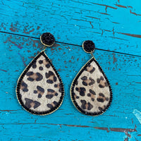 Leather Leopard Print Teardrop Earring