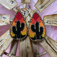 Red Ombré Cactus Earrings