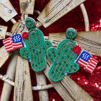 Cactus With American Flag Earrings