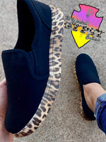 Its A Wrap Black Shoe W/ Leopard Sole
