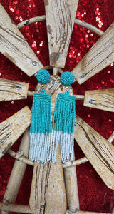 Beaded Turquoise  Dangle Earrings