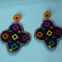 Black Multicolor Beaded Earring