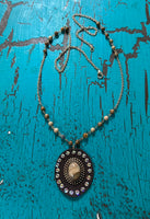 Round Leather Necklace with Beads
