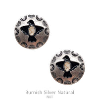 Multiple Colors - Circle Silvertone Thunderbird Earring with Stone
