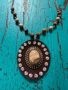Round Leather Necklace with Beads